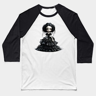 Cute Gothic Doll Illustration Baseball T-Shirt